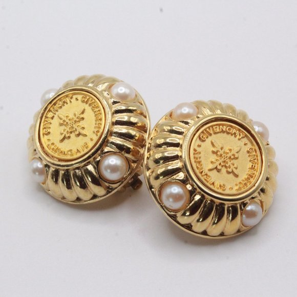 AUTHENTIC GIVENCHY COUTURE DESIGNER PEARL ETRUSCAN EARRINGS